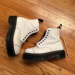Womens Doc Martens Sinclair Milled Nappa Leather Platform Boots - White Size 8